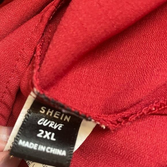 235. SHEIN Curve Button Down Blouse, Red, Size 2XL, EUC - Picture 3 of 4